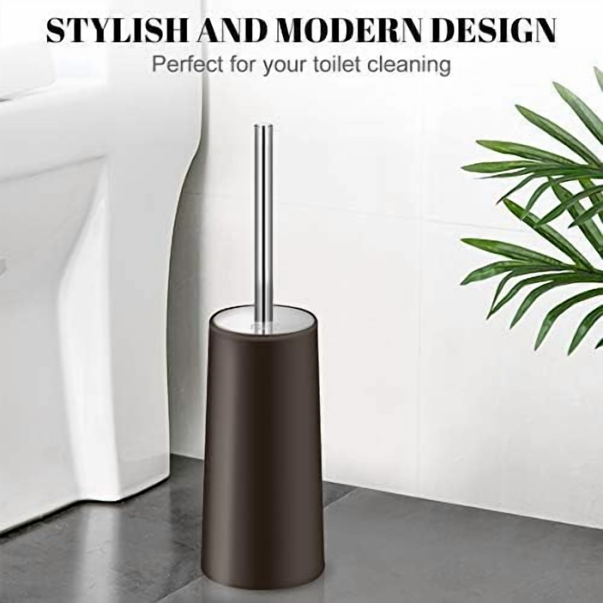 Toilet Brush and Holder, 2 Pack Toilet Brush with 304 Stainless Steel Long Handle, Toilet Bowl Brush for Bathroom Toilet-Ergonomic, Elegant,Durable (Bronze)