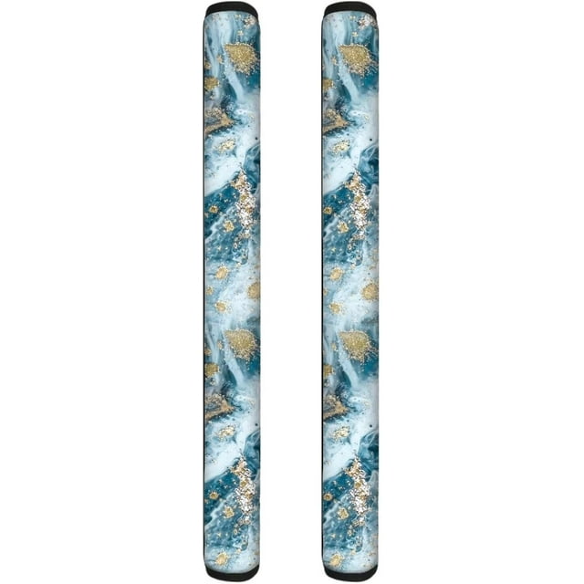 NETILGEN Refrigerator Door Handle Covers Set of 2, Kitchen Appliance Armrest Decorative Mat Non-Slip for Fridge Dishwashers Microwave Home Kitchen Decoration, Blue Gold Marble