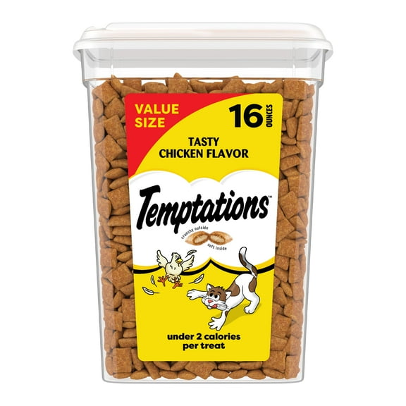 Temptations Classic Tasty Chicken Flavor Crunchy And Soft Treats For Cats, 16 Oz Tub