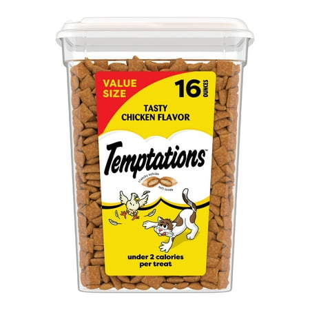 Temptations Classic Tasty Chicken Flavor Crunchy And Soft Treats For Cats, 16 Oz Tub