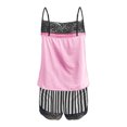 thumbnail image 4 of QENGING Womens Pajama Shorts Sexy Printing Lace Sling Sleeveless Tank Tops Splicing Shorts Casual Set Summer Rollback Pink 2XL, 4 of 6