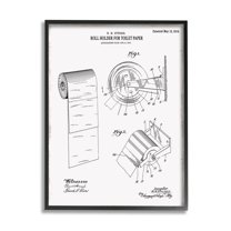 Stupell Industries Vintage Toilet Paper Holder Diagram Bathroom Blueprint , 16 x 20, Design by Kelly Donovan