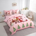 thumbnail image 4 of Manfei Cartoon Initial E Letter Twin Bedding Sets 7-Piece, Kawaii Santa Claus Bedding Comforter Set, Dreamy Christmas Snowman Reversible Sheet Sets, Ultra Soft Home Decor, 4 of 8