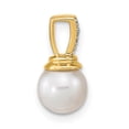 thumbnail image 2 of Auriga Fine Jewelry 14K Yellow Gold Diamond & FWC Pearl Polished Pendant for Women (L-13.85mm, W-6.48mm), 2 of 6