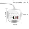 thumbnail image 3 of Moyic Conector de carga USB Fácil de llevar Tira de alimentación Aspecto exquisito portátil Operación simple Concentrador de profesional Juegos de teclado y mouse para computadora prise britannique, 3 of 6