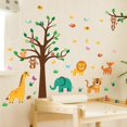 thumbnail image 3 of Forest animal tree children wall stickers ape elephant giraffe, kids decor., 3 of 5