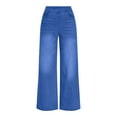 thumbnail image 4 of hoksml Women's High Waist Wide Leg Jeans Stretch Washed Denim Pants with Comfort Elastic Waist, Relaxed Fit, 4 of 9