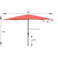 thumbnail image 3 of 6x9FT Outdoor Rectangular Umbrella with with Crank and Push Button Tilt, Large Sun Patio Waterproof Umbrella for Deck Pool Backyard Garden, No Base Included, Brick Red, 3 of 6