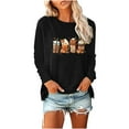 thumbnail image 2 of Halloween TIMIFIS Mode Automnale pour Femmes Hauts Décontractés pour Femmes, Hauts à Manches 3/4 pour Femmes T-Shirts Mignons à Imprimé Papillon Décontractés Amples Légers Henley Hauts pour Femmes, 2 of 6