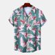 thumbnail image 2 of Camisas De Vestir Para Hombre Camisas de un solo pecho de primavera y verano para hombre, camisas de vacaciones al libre con bolsillo de manga corta y solapa con estampado informal para (Green, M), 2 of 7