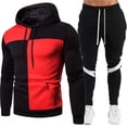 thumbnail image 3 of Lyrehush Casual Outfits for Men Color Block Pullover Hooded Sweatshirt with Jogger Pants Tracksuits, 3 of 5