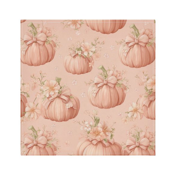 1 Pack 20'' x20" Satin Table Napkins Dinner Napkins for wedding Party Decoration events Pastel Pink Pumpkins and Flowers