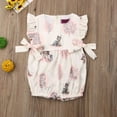 thumbnail image 3 of Faithtur Baby Romper Deer Trees Patterns Ruffle Sleeve Waist Bows Zip Romper, 3 of 8