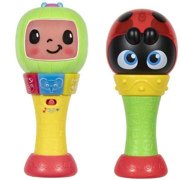CoComelon Sing n Play Maracas 3 modos de reproducción - Reproduce 6 clips de canciones favoritas de los fanáticos Aprende sonidos y colores de animales - Se ilumina - Dos maracas - Instrumentos musica