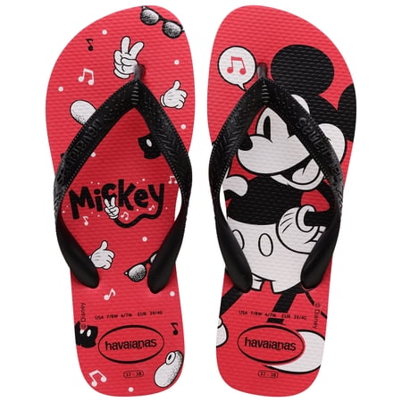 Havaianas Boys Kids Top Disney Mickey Mouse Flip Flop Sandals, Ruby Red, Size 3/4 Youth