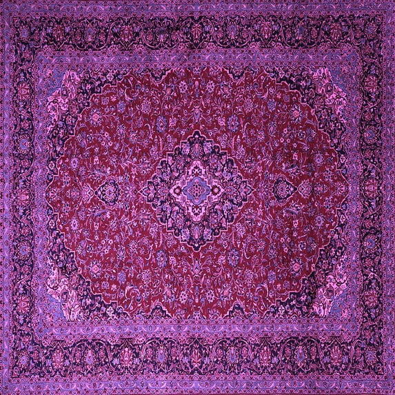 Ahgly Company Indoor Square Medallion Purple Traditional Area Rugs, 7' Square