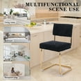 thumbnail image 6 of Sedona House Modern Dining Chairs Set of 6, with Corduroy Fabric, Gold Metal Base, Accent Armless Kitchen Chairs with Channel Tufting, For Kitchen, Dining Chair, Office, Black, 6 of 7