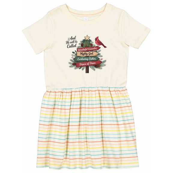 Inktastic Christian Christmas Tree with Red Cardinal Girls Toddler Dress