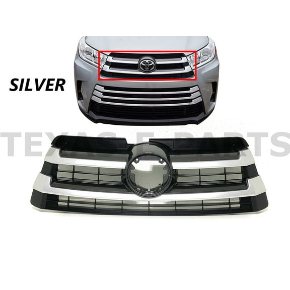 2017 2018 2019 Compatible With Toyota Highlander Front Bumper Upper Grille Silver