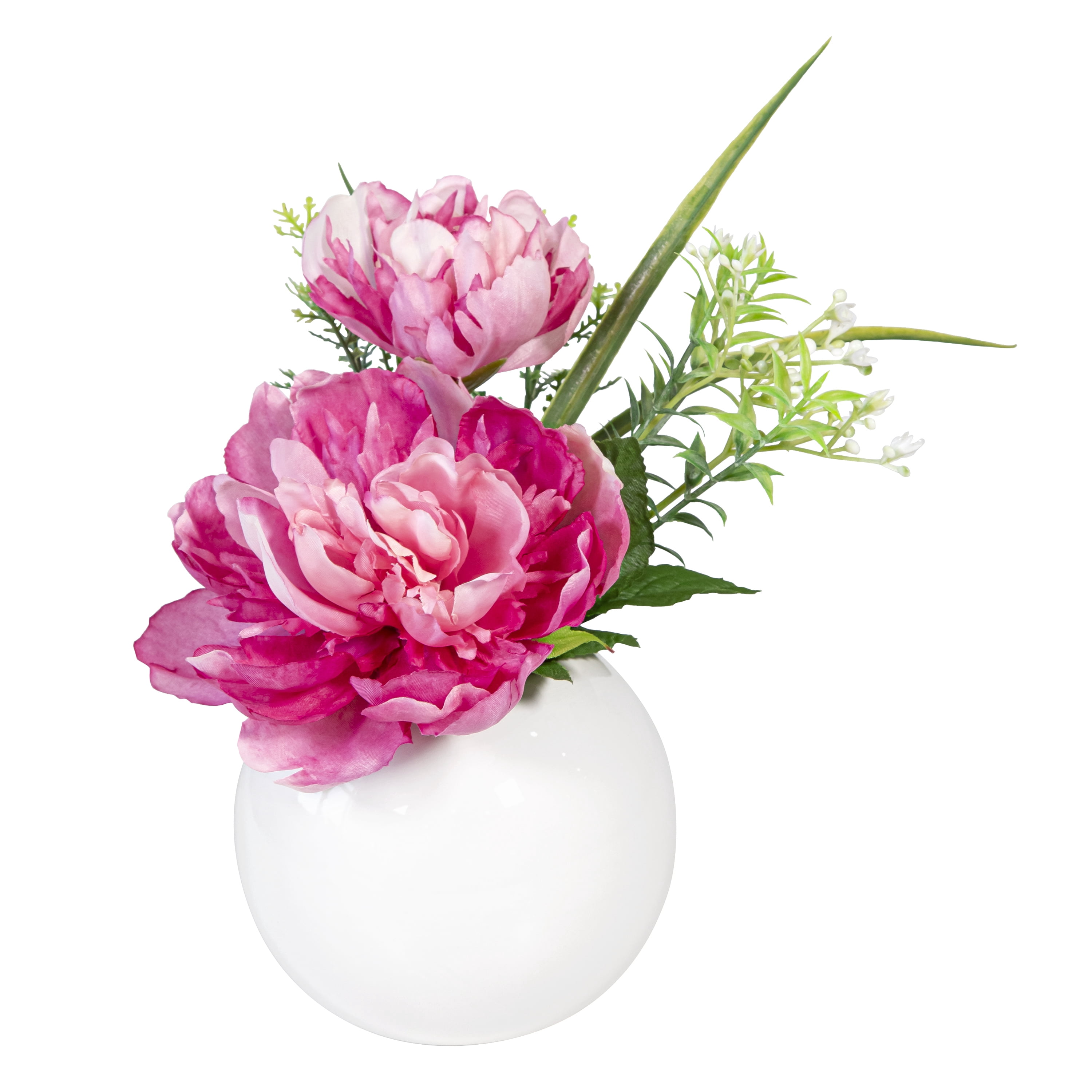 Mainstays 11 in Artificial Silk Pink Peony & Baby's Breath Mixed Pick for Indoor Use