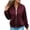 Wine, variant on hoksml Women's Full Zip Jacket, Ribbed Collar Long Sleeve Zip Up Outerwear with Zipper Pockets, Oversized Loose Fit Solid Color Casual Coat