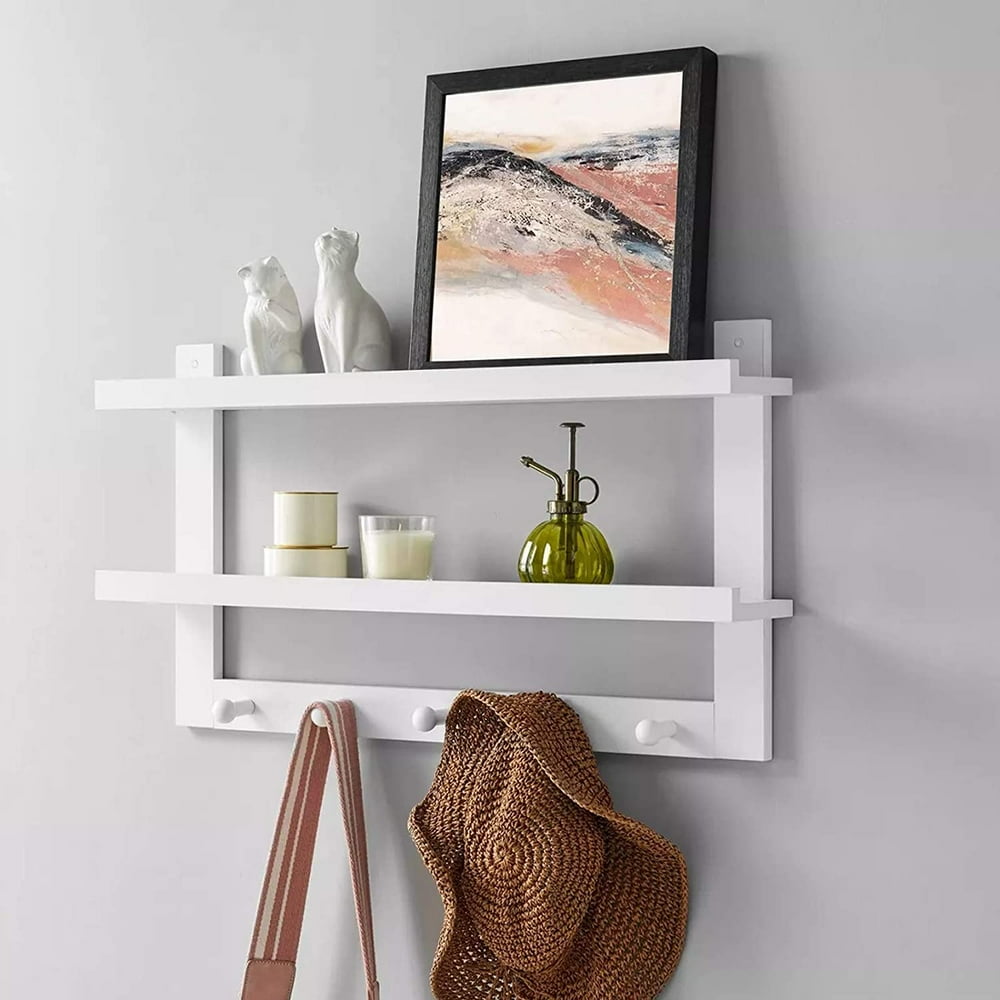 WELLAND 2 Tiers Entryway Floating Wall Shelf Hanging Shelf 29" L, Wall