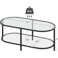 thumbnail image 3 of 42" Glass Coffee Table, Black Small Center Table with Storage Shelf for Living Room Small Space, Apartment,Black, 3 of 18