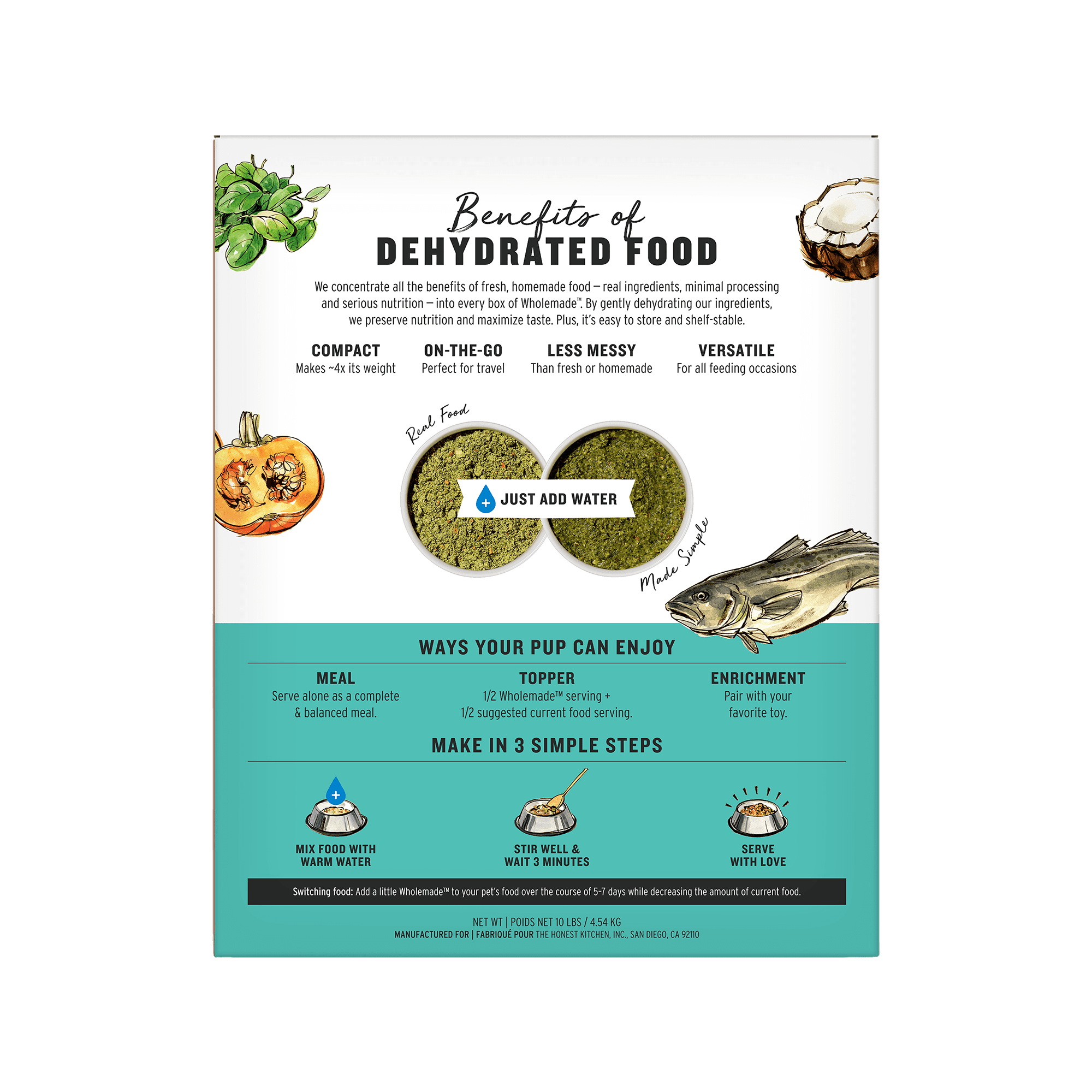 The Honest Kitchen Brave: Dehydrated Minimalist Limited Ingredient Dog Food, Grain Free Fish & Coconut, 10 lbs (Makes 40 lbs)