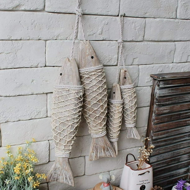 Rustic Wood Fish Décor Hanging Nautical Wall Decor, Wooden Nautical Fish  Décor Beach Themed Decoration Coastal Décor Wall Art Decoration for Home
