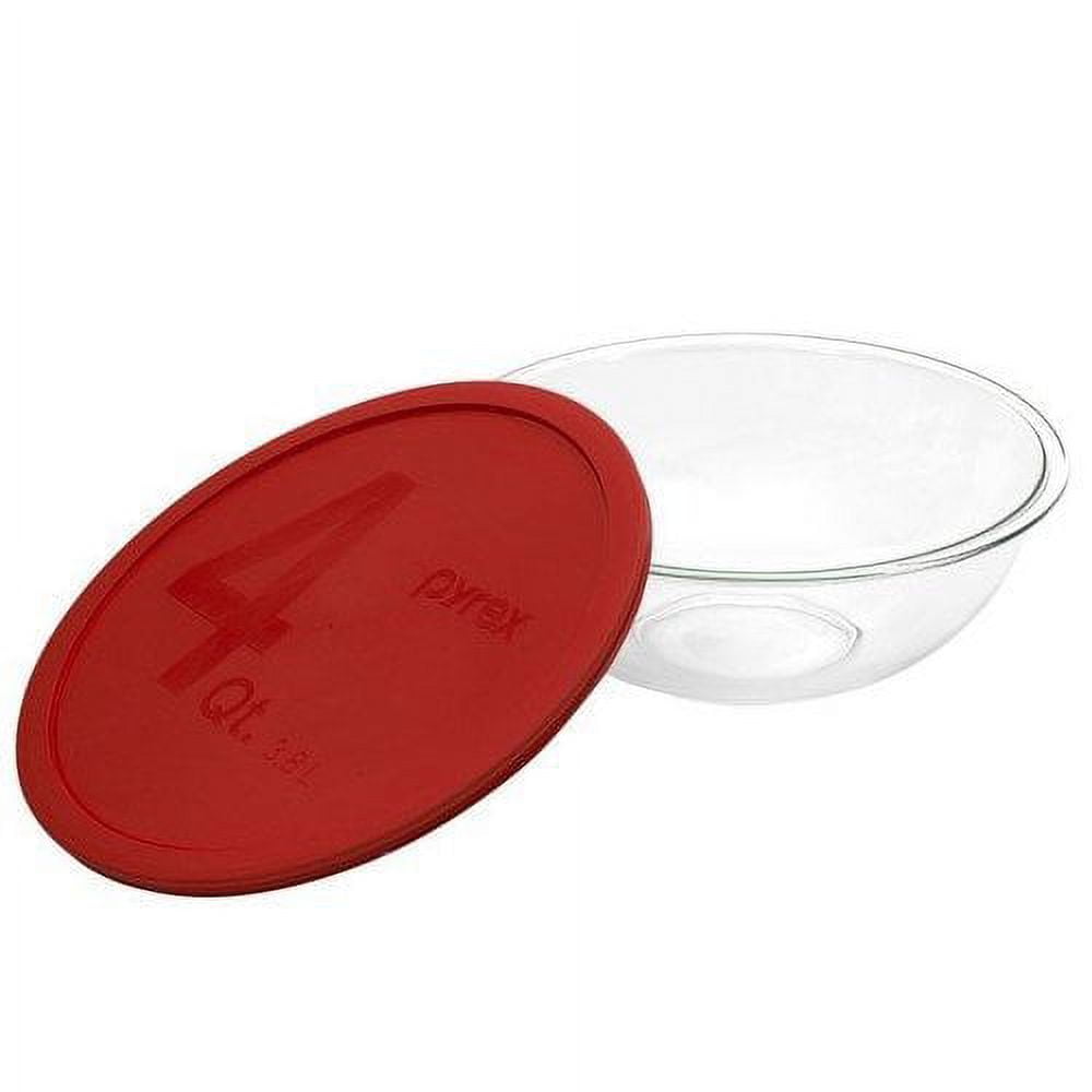 Pyrex Smart Essentials Glass Mixing Bowl - Clear/Red, 4 qt - Pay Less Super  Markets