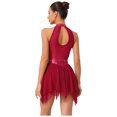 thumbnail image 2 of Xnihocha Women Contemporary Lyrical Dance Dress Halter Neck Sequins Leotard Mesh Tulle Dress Dancewear Burgundy XL, 2 of 5