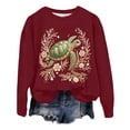 thumbnail image 4 of Womens Crewneck Sweatshirts Sea Turtle Casual Long Sleeve Print Sweatshirt Pullover Casual Fall Top, 4 of 5
