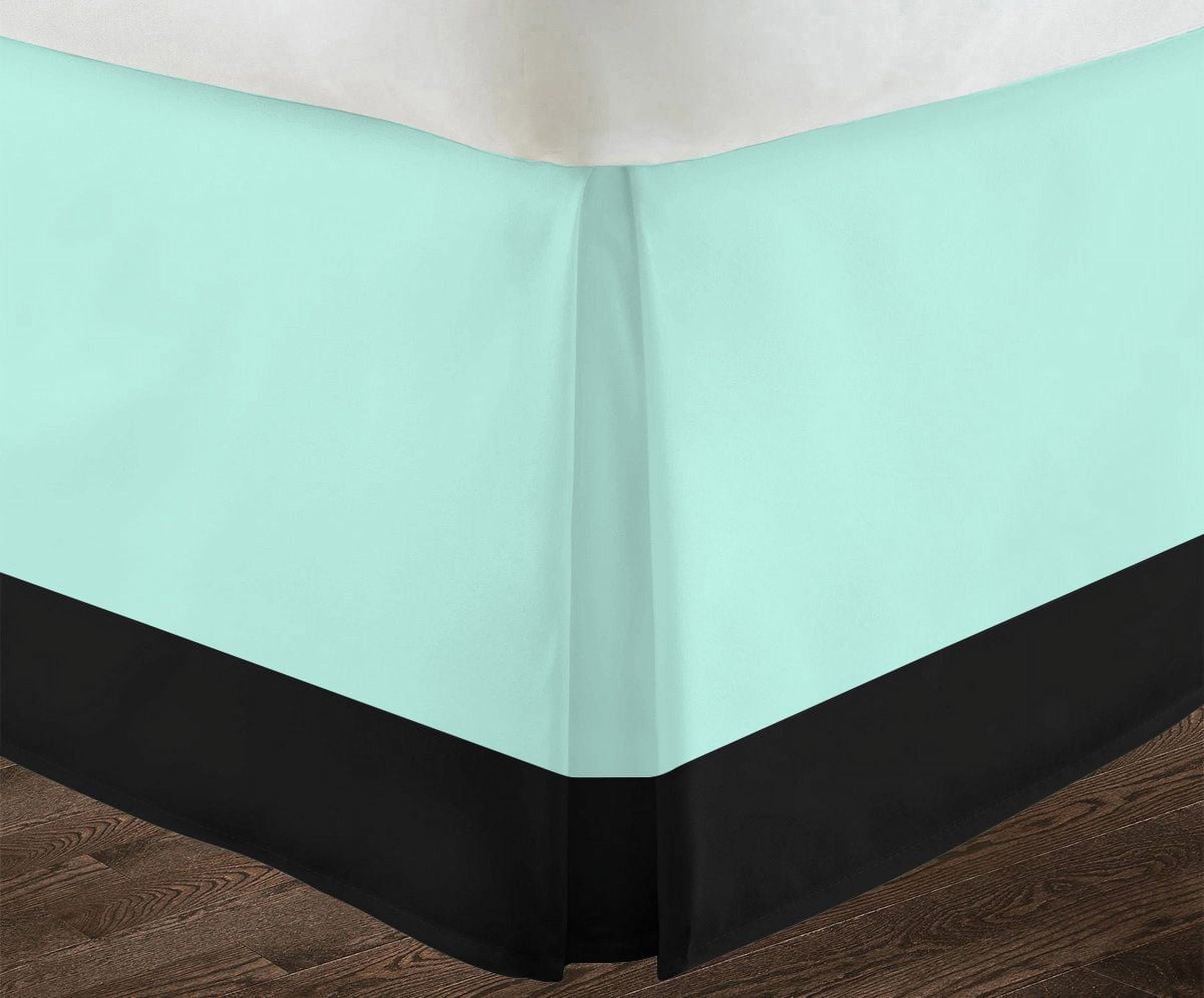 D.N.G. BEDDINGS 1 Piece Split Corner Two Tone Tailored Bed Skirt, Twin XL Size 12 Inch Deep Pocket, 800 Thread Count, 100% Egyptian Cotton, Solid Black/Aqua Blue Color.