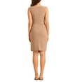 thumbnail image 3 of INSPIRE CHIC Women's Elegant Dress Boat Neck Sleeveless Ruched Office Sheath Dresses XS Khaki, 3 of 6