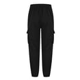 thumbnail image 2 of Men Cargo Pants Solid Drawstring Zip Pockets Casual Hiking Joggers Athletic Straight Leg Pant Workout Loose Trousers, 2 of 5
