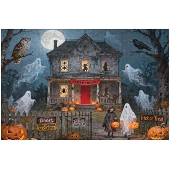 Haunted House Halloween 500 Piece Jigsaw Puzzle for Adults, Spooky Artwork, 20.5 x 15 IN