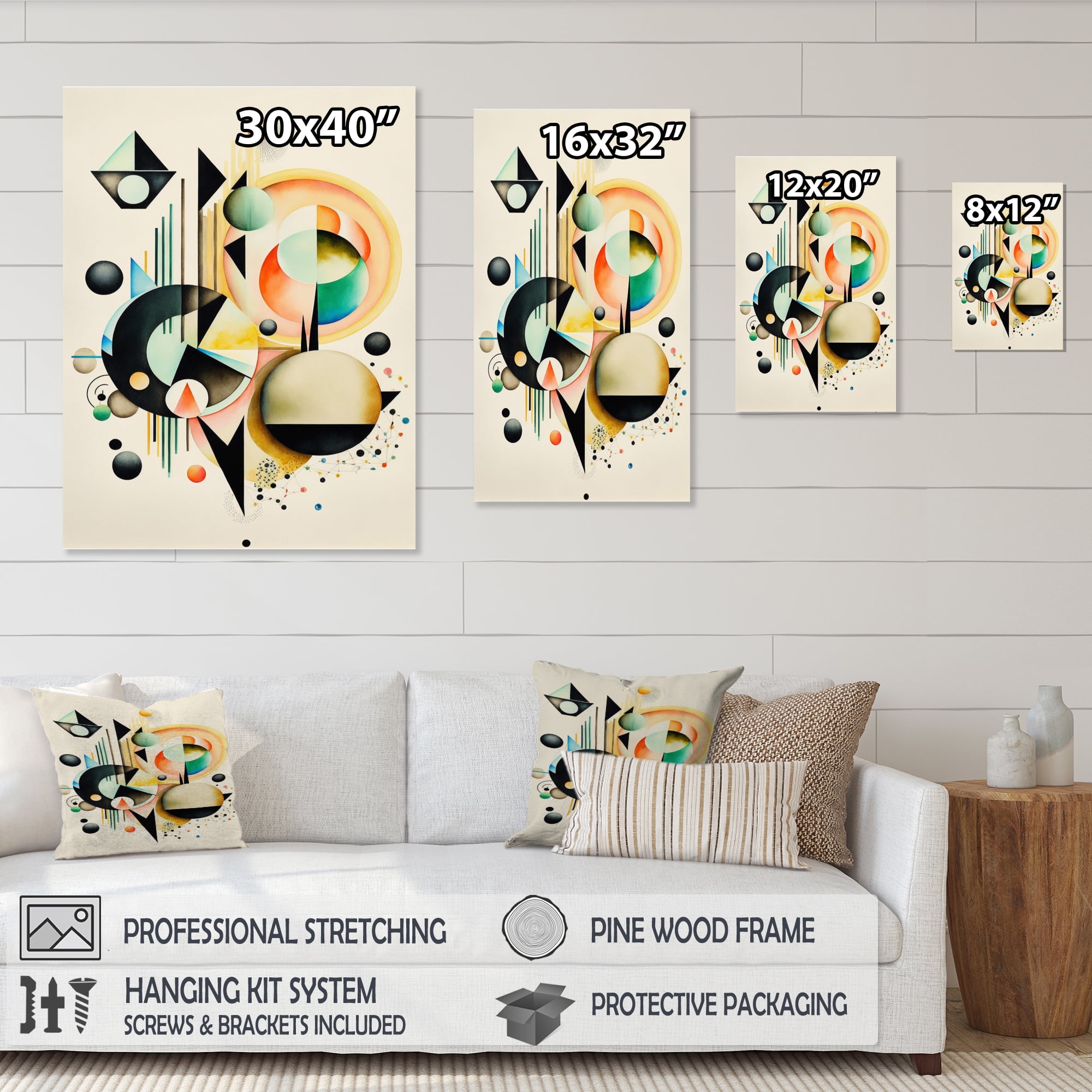 Designart Pastel Minimalist Multi Shape Art IV Canvas Wall Art