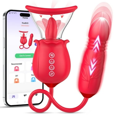 Treediride Rose Sex Toys for Women - 3in1 Upgraded Rose Sex Stimulator with 7 Tongue Swings and 3 Penetrating Vibrators Dildo Couples G Spot Vibrator
