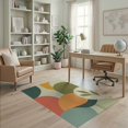 thumbnail image 2 of ODIKA 4'x6' Muted Earth Tones Hidden Shore Washable Area Rug Abstract Geometric Design with Leaf Motif for Dorm Room, Small Living Stain Resistant Low Profile, Easy Care, 2 of 7