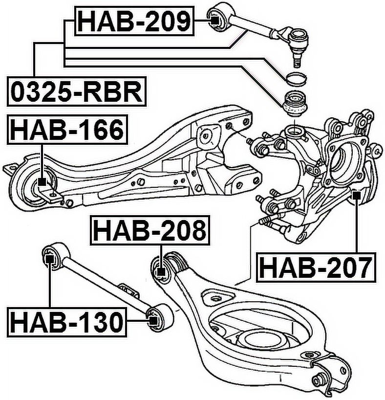 Febest HAB-209 ARM BUSHING FOR REAR ROD, HONDA ODYSSEY III (LHD) 2005-2010,  OEM 52400-SHJ-A01 - image 2 of 2