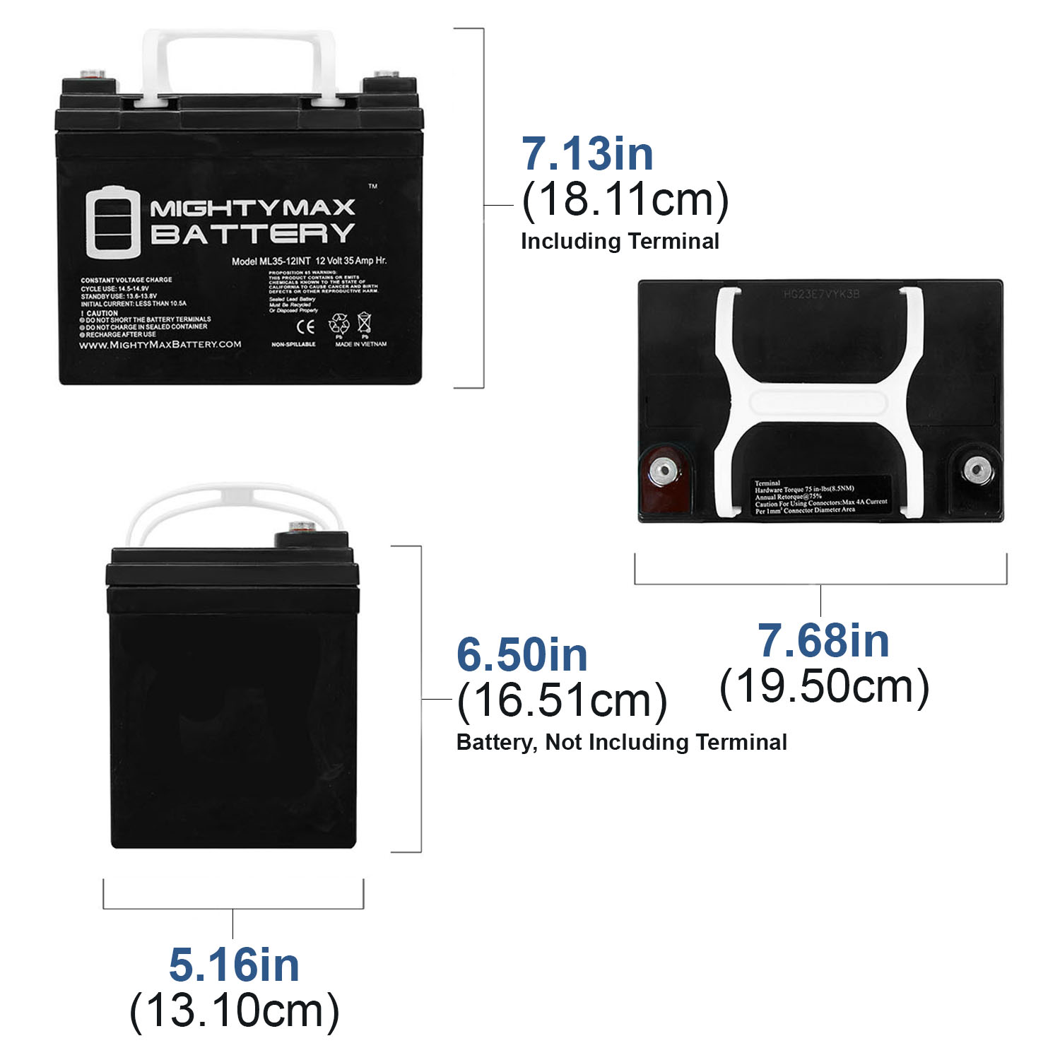 12V 35AH SLA Internal Thread Battery for Pride Dynamo/Jazzy/Jet 3/7