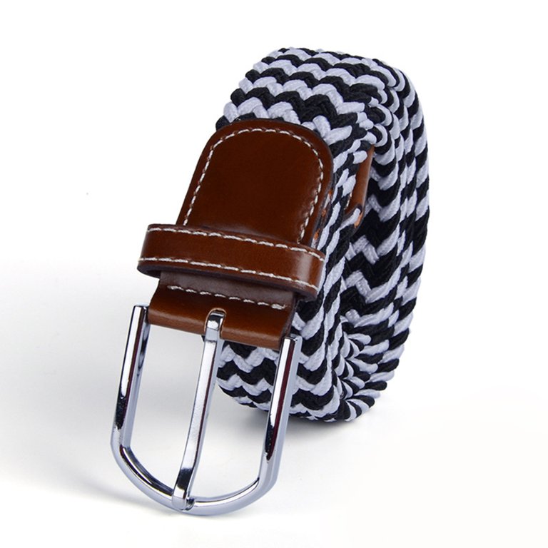 Braided stretch leather belt elastic Burgundy 3.5cm