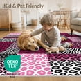 thumbnail image 4 of ODIKA Leopard Bold Pink Contrasting Block Contemporary Print Geometric Easy Care Kids Safe for Small Living Room, Playroom, Bedroom, 4 of 7