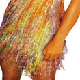thumbnail image 4 of Robe Moulante à Bretelles Spaghetti pour Femmes Mini Robe à Paillettes Franges pour Fête Danse, 4 of 6