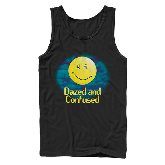 Men's Dazed and Confused Cloudy Big Smiley Logo Tank Top Black 2X Large
