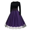 thumbnail image 1 of WILLBEST Vestidos de Dama Vestido Retro de Malla con Puntos y Cuello con Costuras, Manga Larga y Falda Abullonada Grande, 1 of 3