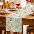 thumbnail image 5 of Teal Red Coastal Cotton Linen Table Runner for Dining Kitchen, Jellyfish Nautical Beach Coral Starfish Wedding Outdoor Party Tablerunners, Dresser Scarf Coffee Tablecloth Runners 13x90 Inches, 5 of 9