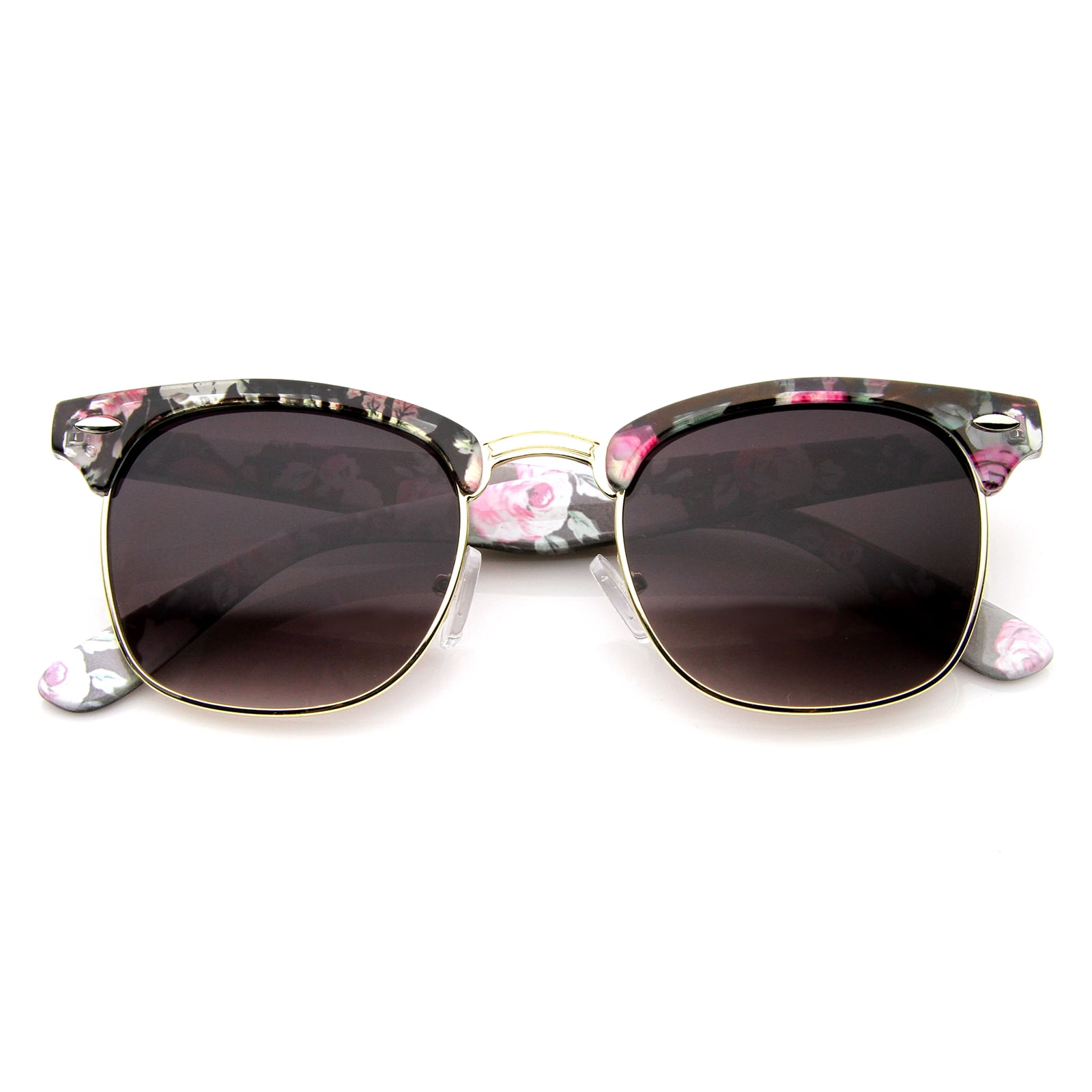 sunglass.la sunglassLA Women's Floral Printed Square Half Frame
