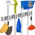 thumbnail image 1 of Reliahom Broom Holder Mop Hanger Wall Mount Metal Organization Garage Storage System Garden Kitchen Tool Organizer (4 Racks with 5 Hooks, Silver), 1 of 1