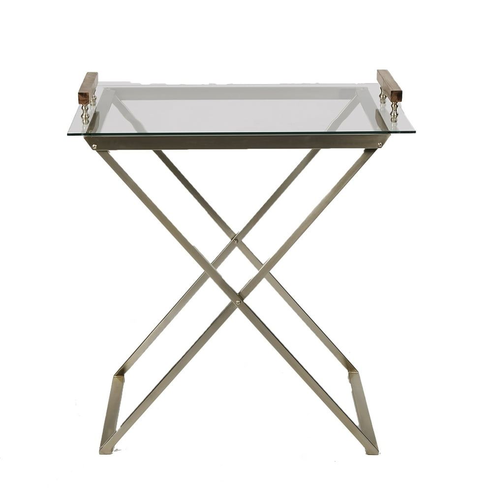 Mind Reader Glass Table With Removable Glass Tray for Serving Purposes